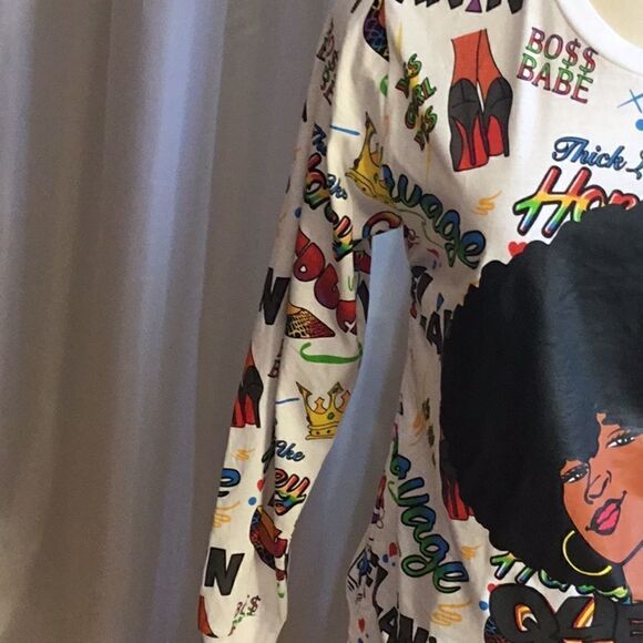 NWT ON FIRE lg sleeve tee graphic tee white DUR150 - Picture 5 of 12